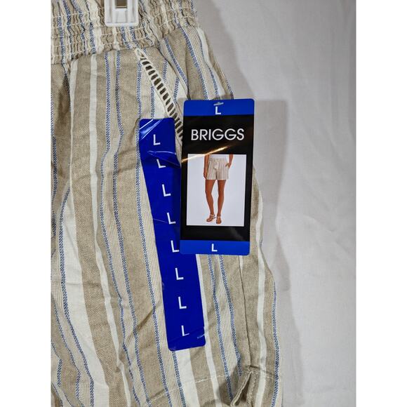 Briggs Linen Blend‎ Striped Pull On Shorts Pockets Beige Large Above Knee Casual - Picture 4 of 10
